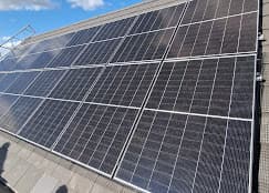 Solar panels installed on a pitched house roof